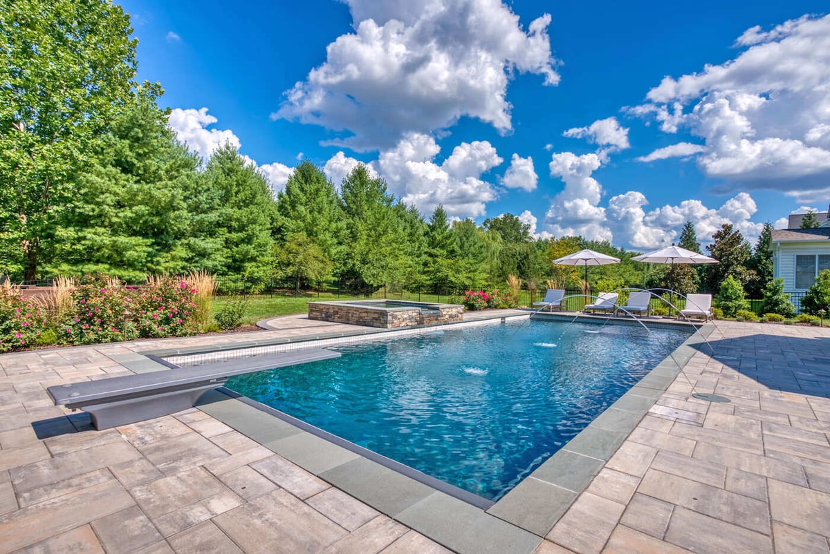 Custom luxury in-ground pool in Northern Virginia by Deckscapes-1