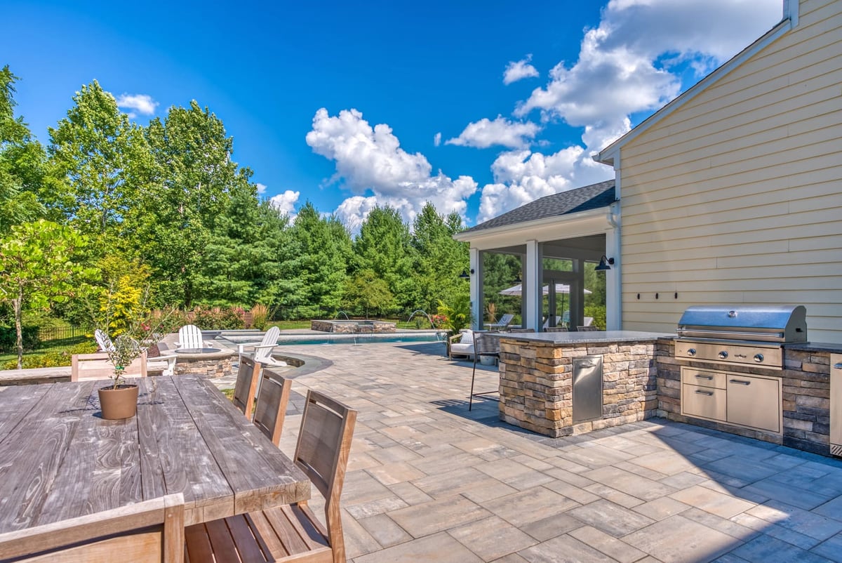 Custom patio with outdoor kitchen